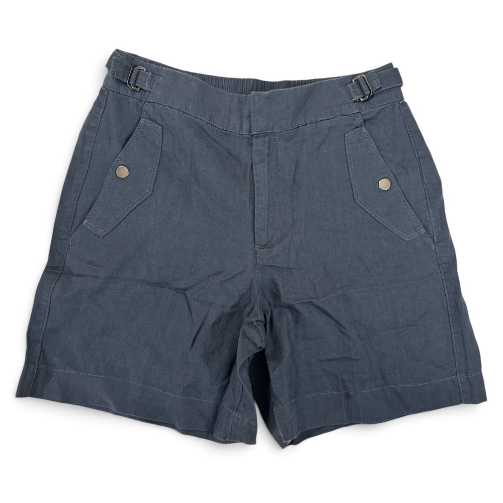 Athleta Voyager Linen Short Navy Blue Utility Cargo Pockets Size 6 586829-02-2